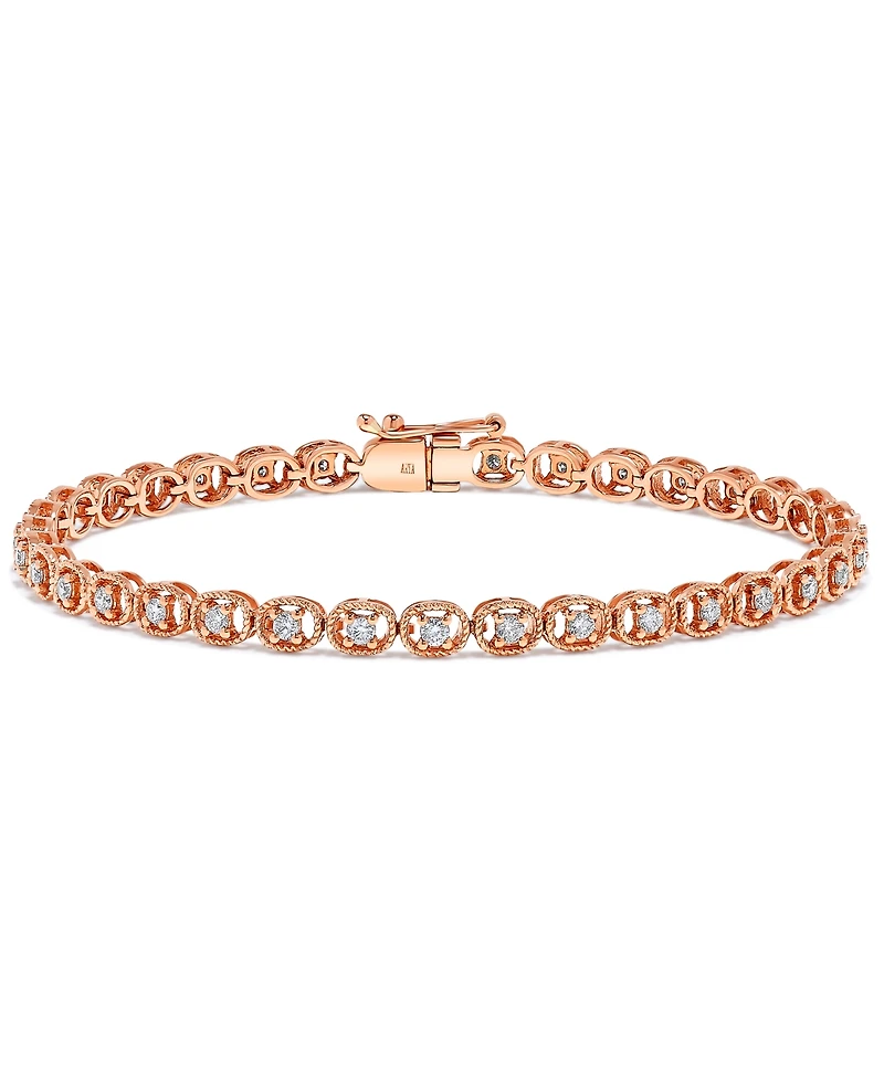 Diamond Rope-Framed Tennis Bracelet (1 ct. t.w.) in 14k Rose Gold