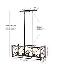 Jonathan Y Galax 5-Light Adjustable Farmhouse Industrial Led Dimmable Pendant