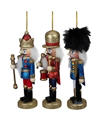 Northlight Glittery Assorted Classic Nutcracker Ornaments, Set of 3