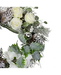 Northlight Unlit Floral Flocked Pine Artificial Grapevine Christmas Wreath
