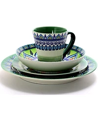 Elama Zen Mozaik Green 16 Pc. Dinnerware Set, Service for 4