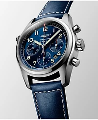 Longines Men's Automatic Spirit Stainless Steel Chronometer Brown Leather Strap Watch 42mm