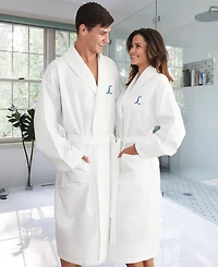 Linum Home Personalized Unisex Embroidered Turkish Cotton Waffle Weave Bathrobe
