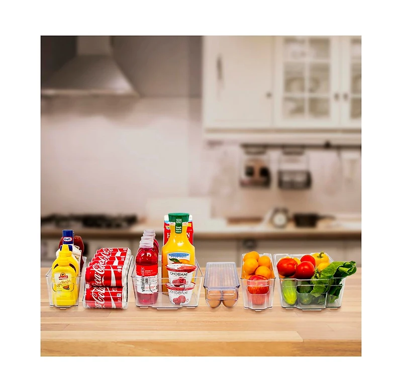 Sorbus 6 Pack Stackable Plastic Clear Fridge Bins - for Freezer and Pantry