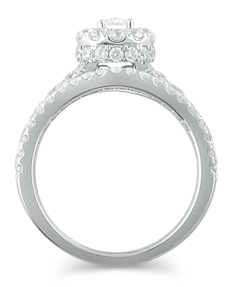 Diamond Halo Emerald Bridal Set (2. ct. t.w.) in 14k White, Yellow or Rose Gold