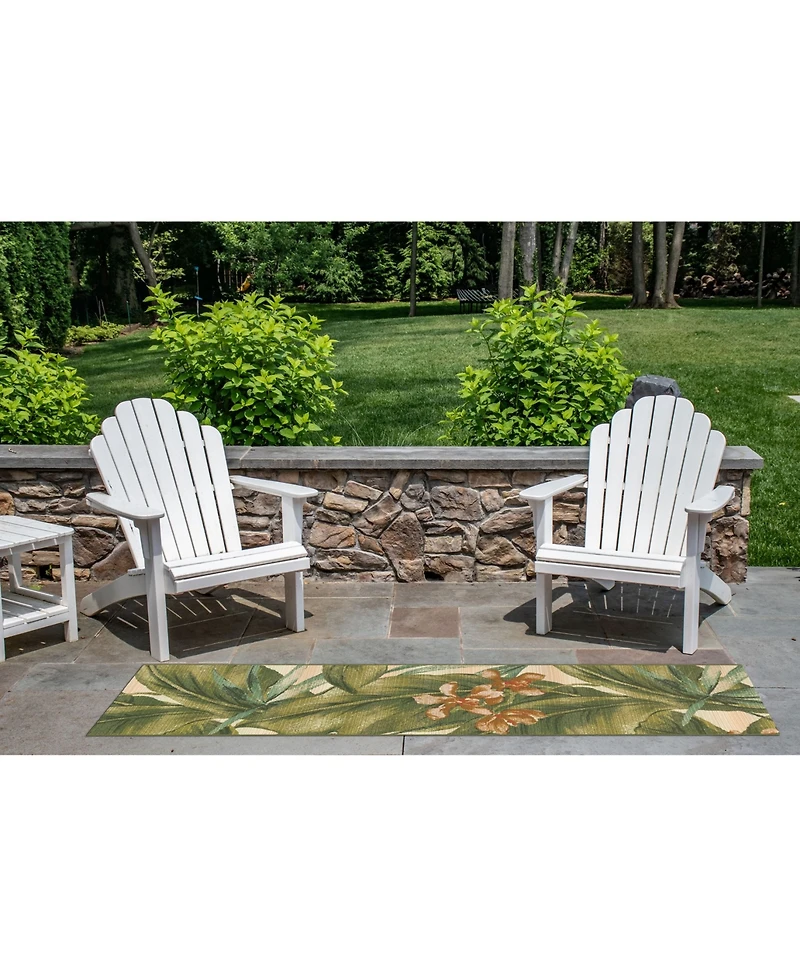 Liora Manne' Marina Tropical Leaf Cream 1'11" x 7'6" Runner Rug