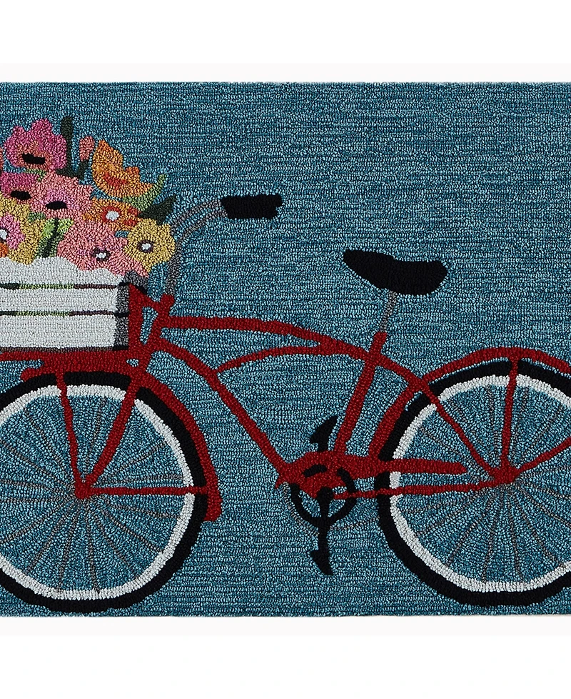 Liora Manne' Frontporch Bike Ride Blue 2' x 3' Outdoor Area Rug