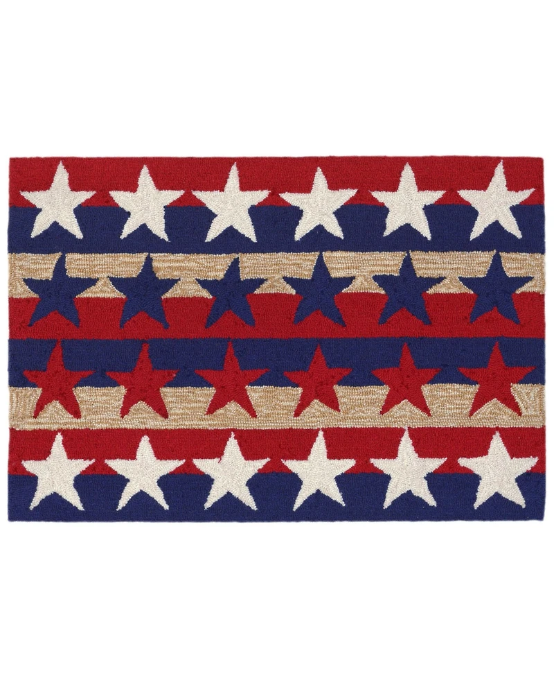Liora Manne' Frontporch Stars and Stripes Red 2'6" x 4' Outdoor Area Rug