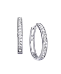 Macy's Cubic Zirconia Pave Round Hoop Earrings