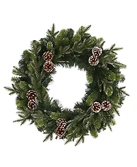 Nearly Natural Snowed Pinecone Artificial Christmas Wreath with 35 Clear Led Lights