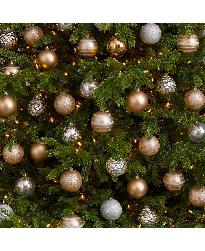 Nearly Natural Holiday Shatterproof, 64 Count Christmas Tree Ornament Set
