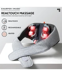 Sharper Image Realtouch Shiatsu Massager, Warming Heat Soothes Sore Muscles, Nodes Feel Like Real Hands, Wireless & Rechargeable