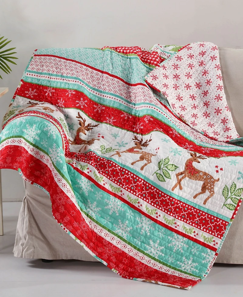 Levtex Let It Snow Festive Christmas Quilted Throw, 50" x 60"