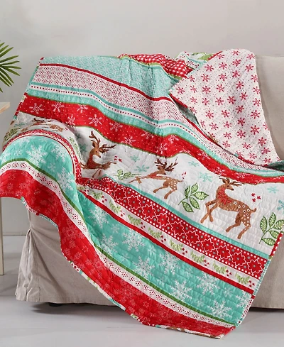 Levtex Let It Snow Festive Christmas Quilted Throw, 50" x 60"