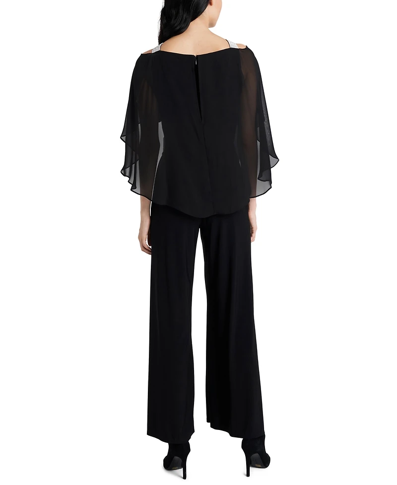 Msk Side-Draped Cold-Shoulder Jumpsuit
