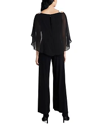 Msk Side-Draped Cold-Shoulder Jumpsuit