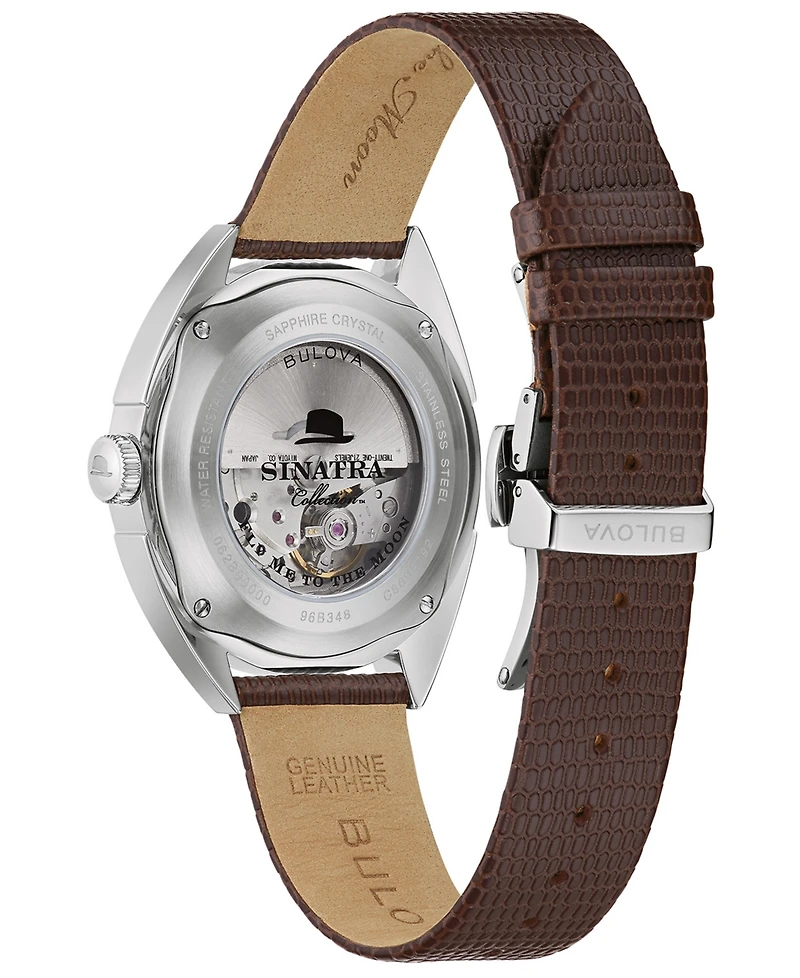Bulova Men's Frank Sinatra Automatic Brown Leather Strap Watch 39mm