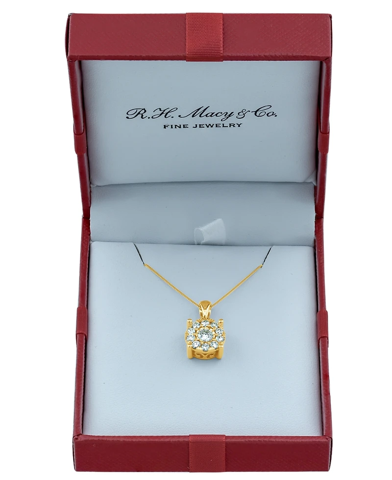 Diamond Halo 18" Pendant Necklace (3/4 ct. t.w.) 14k White, Yellow or Rose Gold