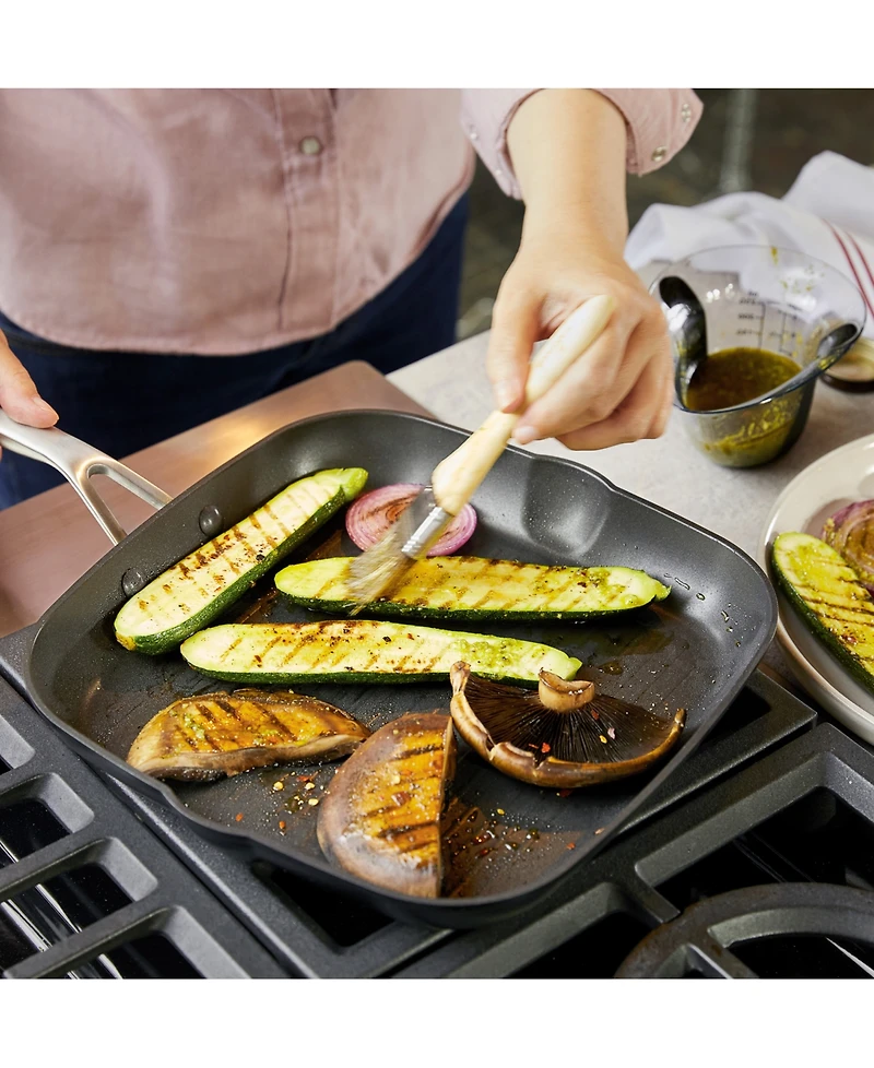 KitchenAid Hard Anodized Induction Nonstick Stovetop Grill Pan, 11.25", Matte Black