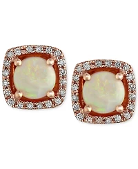 Effy Opal (3/4 ct. t.w.) and Diamond (1/8 ct. t.w.) Stud Earrings in 14k Rose Gold