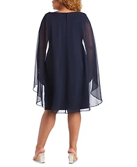 R & M Richards Plus Embellished Chiffon-Cape Dress
