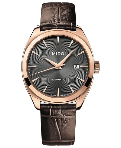 Mido Men's Swiss Automatic Belluna Royal Brown Leather Strap Watch 41mm