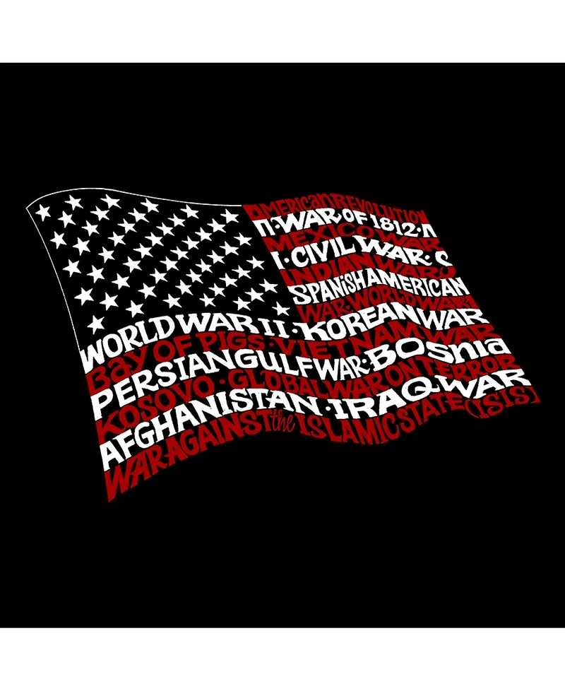 La Pop Art Men's Premium Word Art American Wars Tribute Flag T-shirt