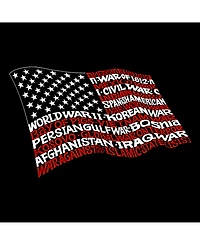 La Pop Art Men's Premium Word Art American Wars Tribute Flag T-shirt