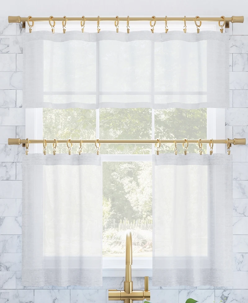 Slub Textured Linen Blend Cafe Curtain Pair