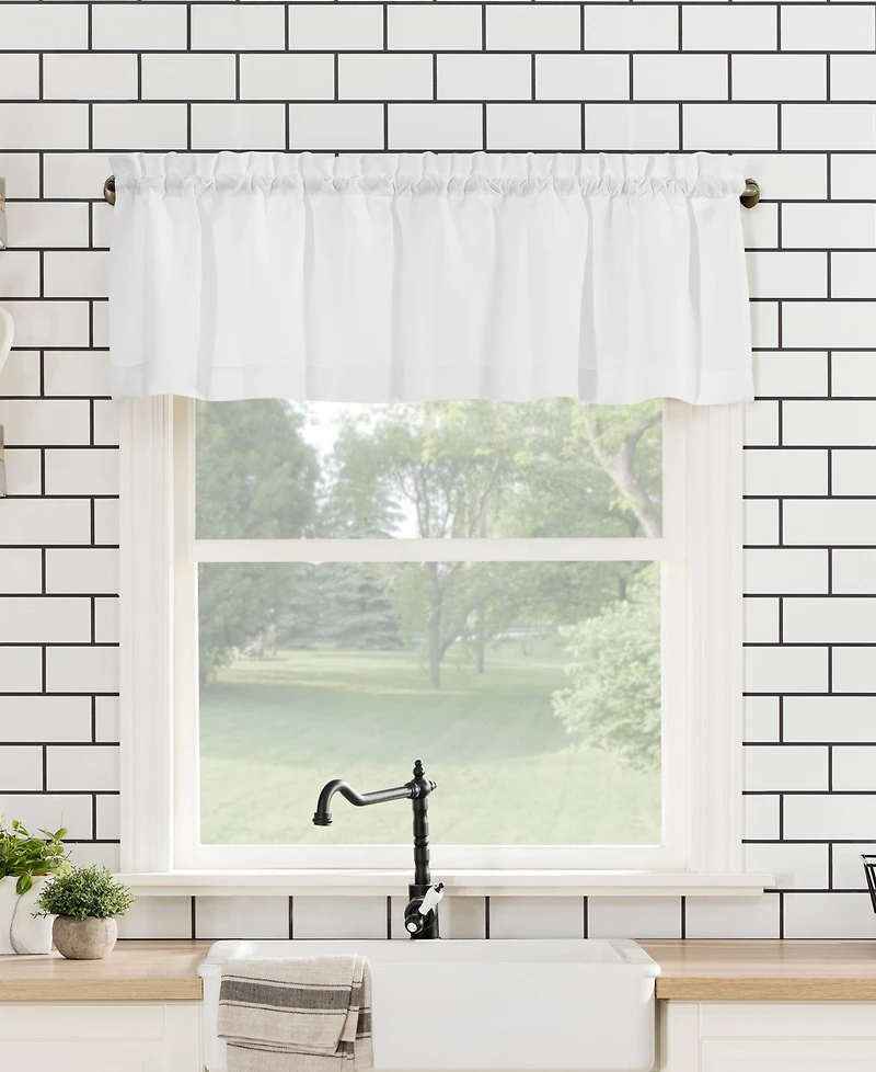 Martine Microfiber Semi-Sheer Rod Pocket Kitchen Curtain Valance and Tiers Set