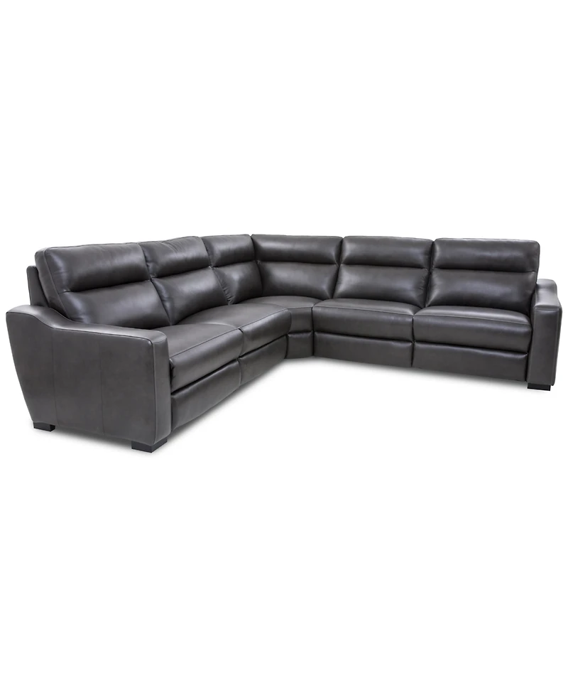 Gabrine 5-Pc. Leather Sectional with Power Headrests