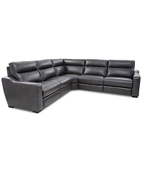 Gabrine 5-Pc. Leather Sectional with Power Headrests