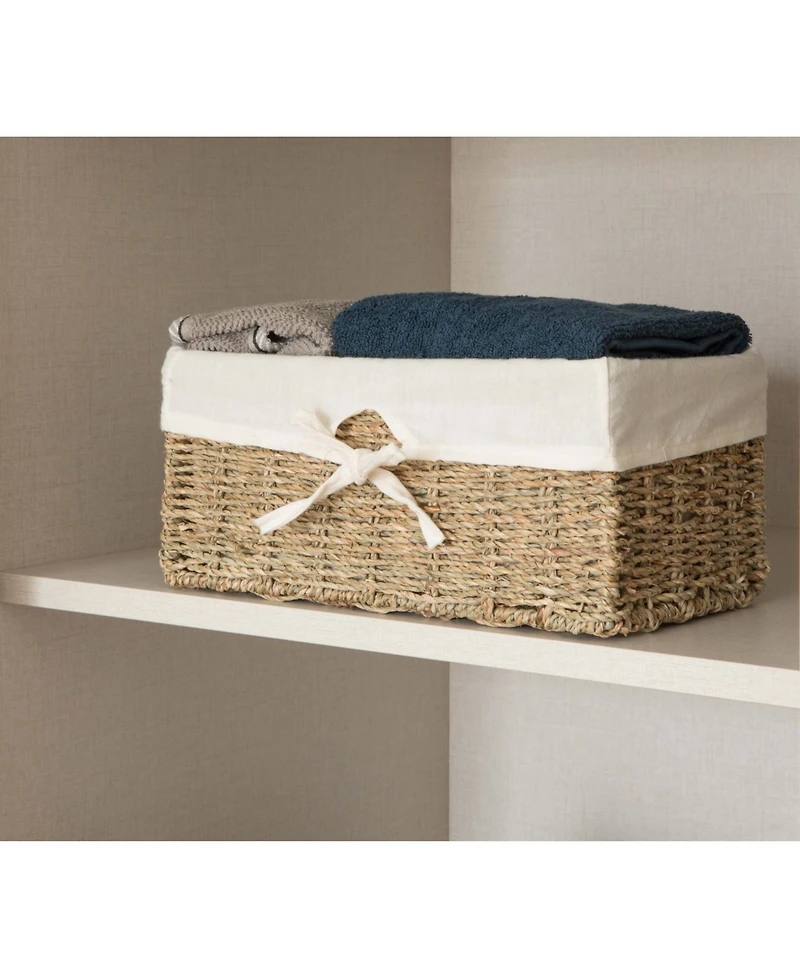 Wickerwise Seagrass Shelf Basket Lined with White Lining