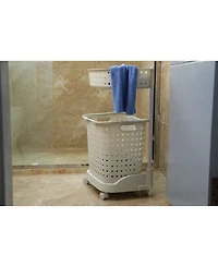 Vintiquewise 2 Tier Plastic Laundry Basket with Wheels