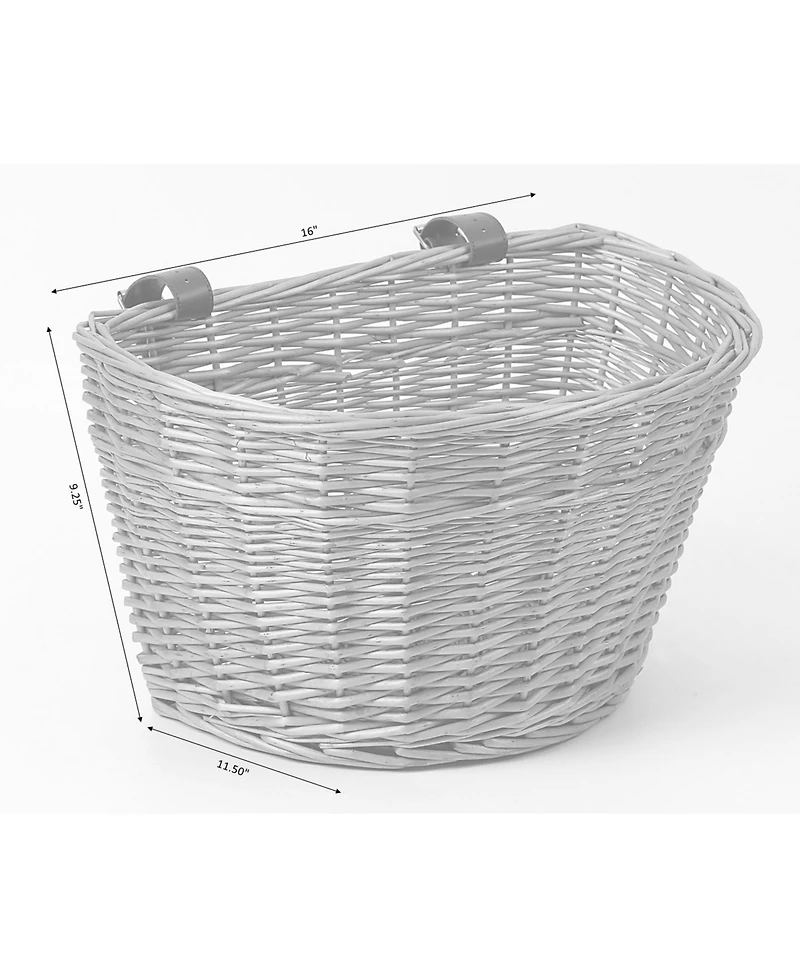 Vintiquewise Wicker Front Bike Basket with Faux Leather Straps