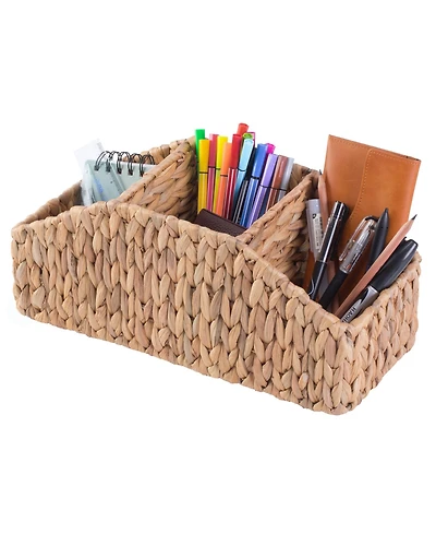 Wickerwise Natural Water Hyacinth Storage Organizer Caddy