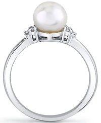 Cultured Freshwater Pearl (7mm) & Diamond (1/20 ct. t.w.) Ring in 14k White Gold