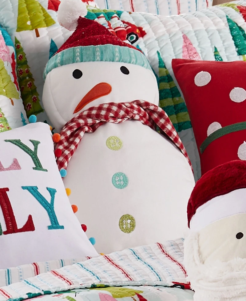 Levtex Holly Jolly Snowman Figure Decorative Pillow, 11" x 17"