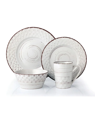 Lorren Home Trends 16 Piece Distressed Weave Dinnerware Set