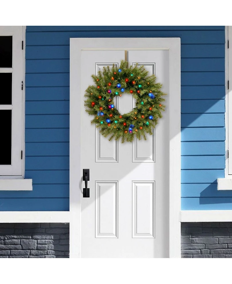 National Tree Company 24" Norwood Fir Wreath with 50 Multi Battery Operated Led Lights
