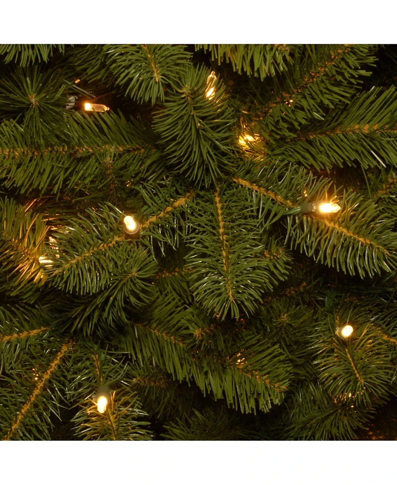 National Tree 12' Feel Real Downswept Douglas Fir Pencil Slim Tree with 850 Dual Color Led Lights & Caps