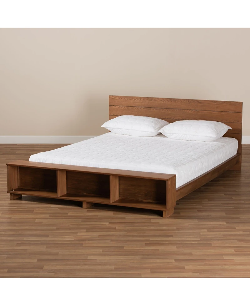 Regina Modern Full Size Platform Storage Bed with Built-in Shelves