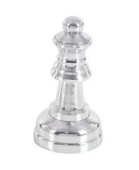 CosmoLiving by Cosmopolitan Set of 3 Silver Aluminum Traditional Chess Sculpture, 4" x 9"