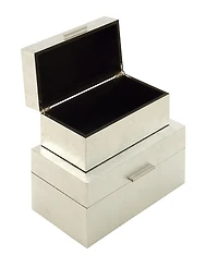 CosmoLiving by Cosmopolitan Set of 2 Silver Wood Glam Box, 11", 13"