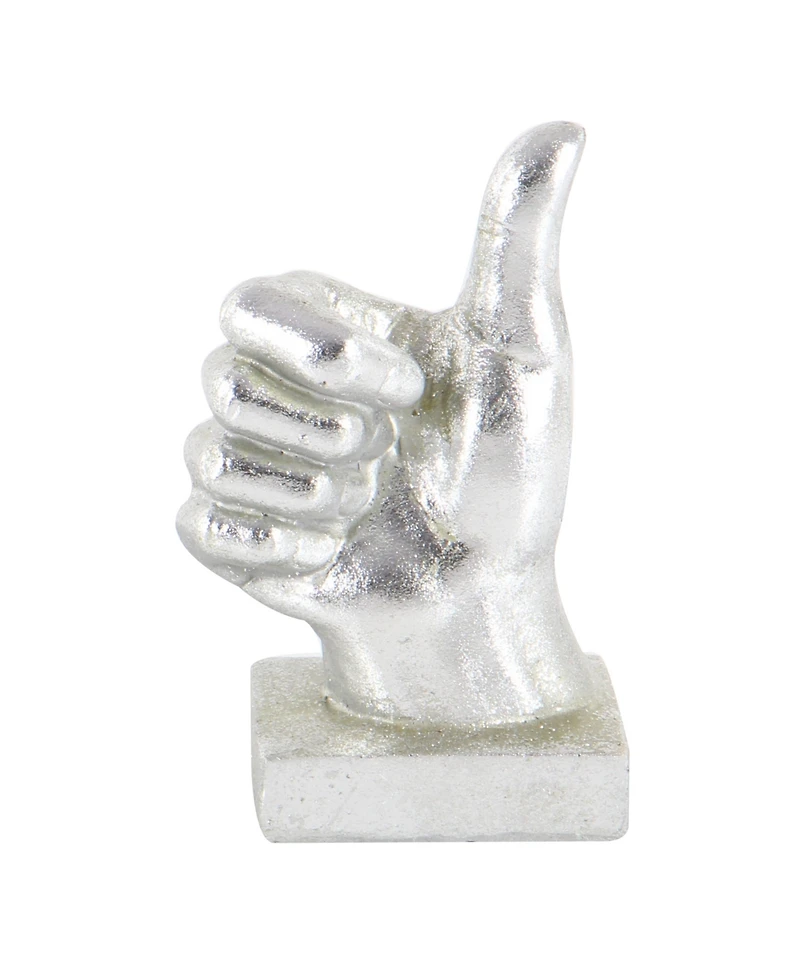 CosmoLiving by Cosmopolitan Set of 3 Silver Polystone Traditional Hand Sculpture, 7", 7", 6"
