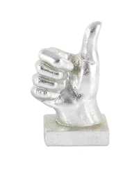 CosmoLiving by Cosmopolitan Set of 3 Silver Polystone Traditional Hand Sculpture, 7", 7", 6"