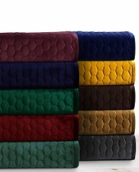Tribeca Living Lugano Honeycomb Velvet Oversized Solid piece Quilt Set