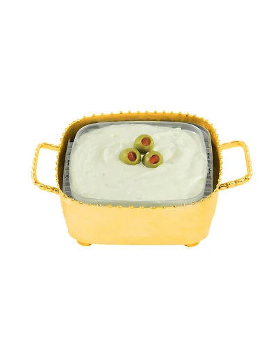 Small Square Beaded Candy, Dip Bowl and Spoon 