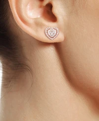 Diamond Baguette Heart Stud Earrings (1/2 ct. t.w.) 14k Gold , White or Rose