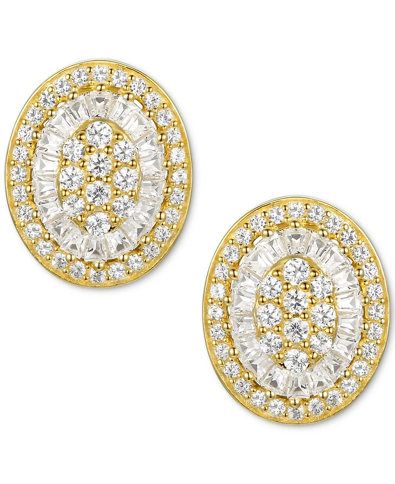 Diamond Baguette Oval Stud Earrings (1/2 ct. t.w.) in 14k Gold , 14k White Gold or 14k Rose Gold